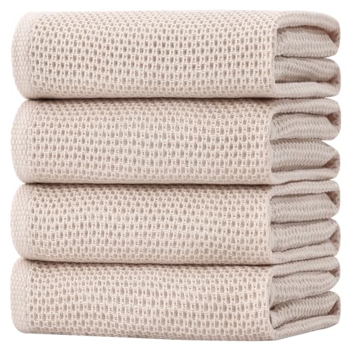100% Cotton Oversized Waffle Weave Kitchen Towels 4 (4 Count)