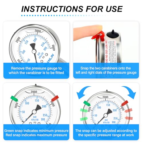0~4000Psi Stainless Steel Liquid Filled Pressure Gauge 2.5" FACE DIAL 1