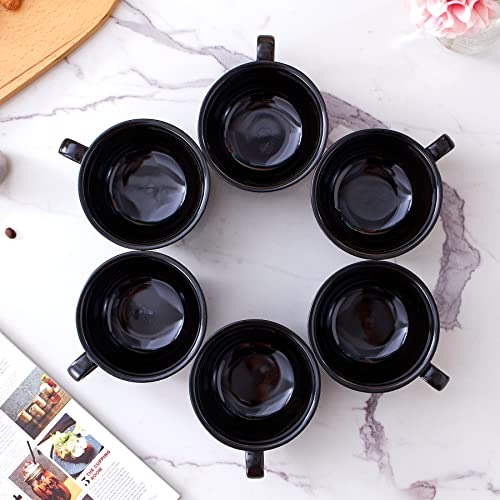 Set of 6 Cups Vintage Design 12 oz Professional Barista Ceramic Latte Art Cappuccino Cups Set (6 Count)