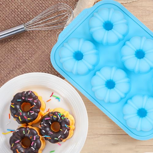 Mini Fluted Tube Cake Pans for Baking with Metal Reinforced Frame (2 Count)