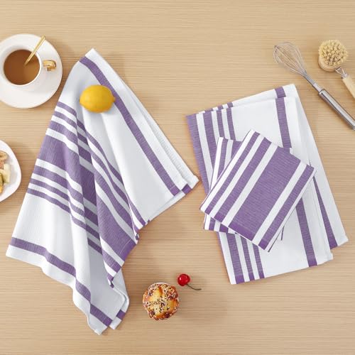 Premium Cotton Stripe Kitchen Towels 8 Pack (8 Count)