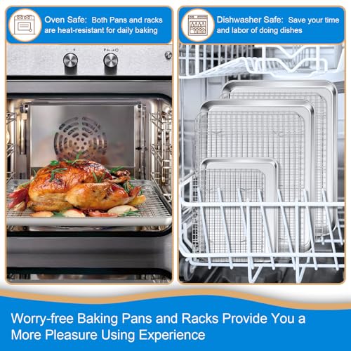 17.5 + 16 + 10.4 Inch Cookie Baking Sheet Pan with Wire Rack