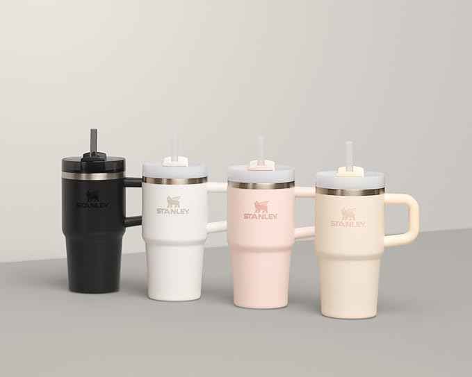 STANLEY Quencher H2.0 Tumbler with Handle and Straw 14 oz | Flowstate 3-Position Lid | Cup Holder Compatible for Travel | Insulated Stainless Steel Cup | BPA-Free | Rose Quartz 2.0