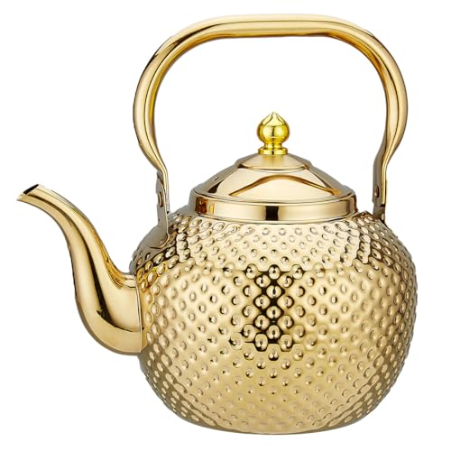 1200ml Teapot with Infuser Stainless Steel Lifting Handle Tea Maker Gold