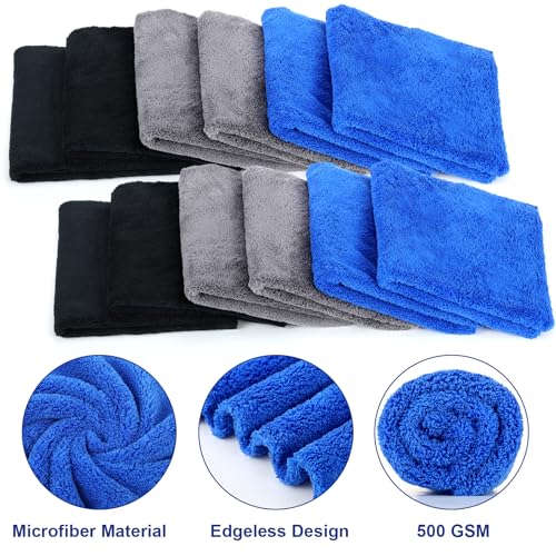 30 Pcs16 x 16 Inch Edgeless Microfiber Plush Towels for Cars Detailing Drying Wash Polishing Absorbent Cleaning Cloths