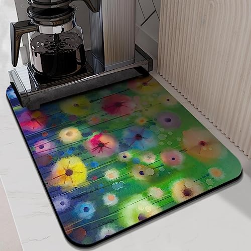Dish Drying Mat for Kitchen Counter 24x18in Washable Quick Dish Drying Pad Rubber Backed Absorbent Draining Mat Fit Kitchen Counter