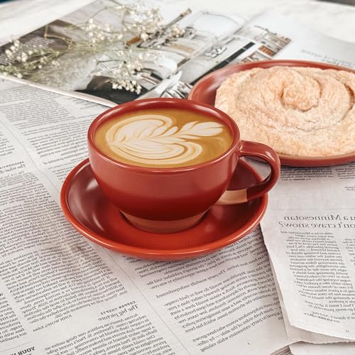Ceramic Latte Art Mug With Saucer