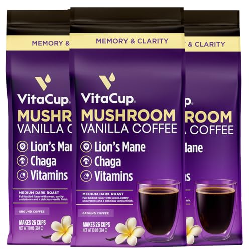 Mushroom Vanilla Flavored Medium Roast Ground Coffee (30 Ounce)