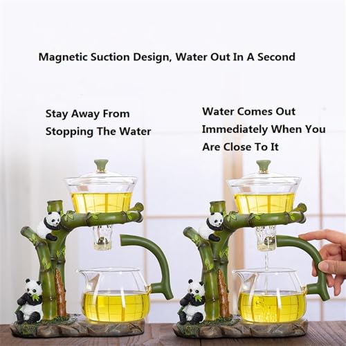 Lazy Kungfu Glass Tea Set Semi Automatic Drip Rotating with Infuser Glass Teapot