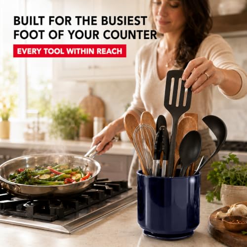 Jumbo Plastic Rotating Extra Large Utensil Holder Crock with No