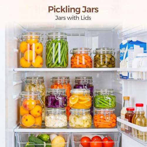 Square Glass Food Jars 17 oz 6 Pack for Pickling and Herbs Storage (6 Count)