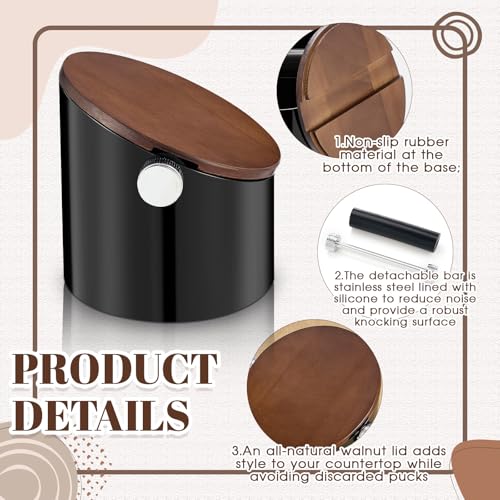 Espresso Knock Box with Walnut Lid for Coffee Grounds