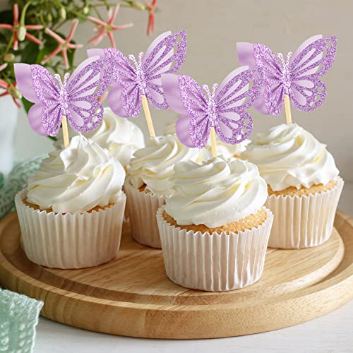 48 Pcs Butterfly Cupcake Toppers 3D (48 Count)