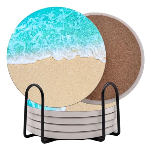 Ocean Coastal Theme Round Coasters Set of 6