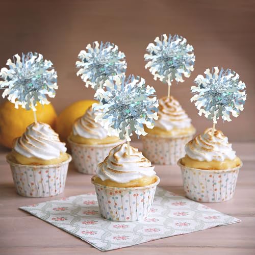 30Pcs Foil Firework Cupcake Toppers Happy Birthday Cake Toppers Tinsel Flower Drink Stirrers Cocktail Food Fruit Toothpicks for Valentine's Day Party Decorations Silver (30 Count)