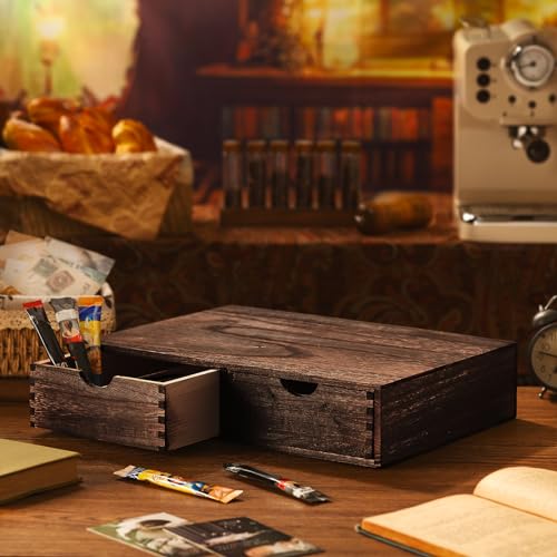 Wooden Coffee Pod Storage Drawer Cabinet Vintage Tea Organizer Holder with Drawers Coffee Cup & Accessory Storage for Home Office Brewers