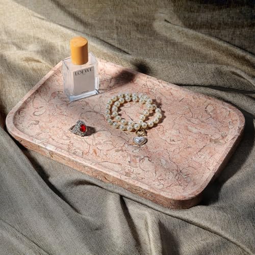 Marble Tray 12"x8" Natural Marble Vanity Tray for Countertop Bathroom Kitchen Dresser