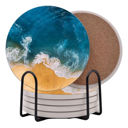 Ocean Coastal Theme Round Coasters Set of 6