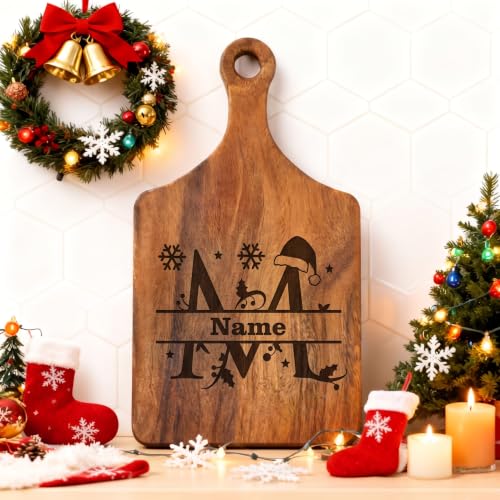 Personalized Christmas Cutting Board with Initial Name