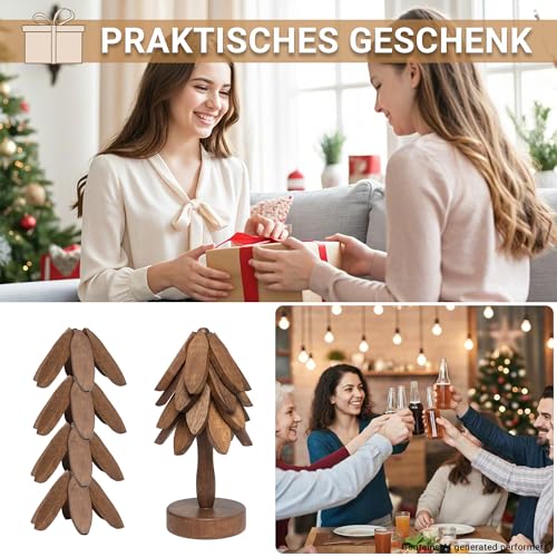 Wooden Tree Shaped Coasters Set for Coffee Table (4 Count)