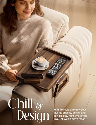 Sofa Arm Tray with 360° Phone Holder