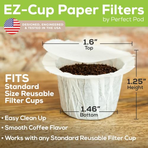 EZ Cup Paper Filters with Lid for Reusable Coffee Pods (150 Count)
