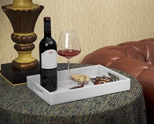 Glossy White Sturdy Acrylic Serving Tray with Handles