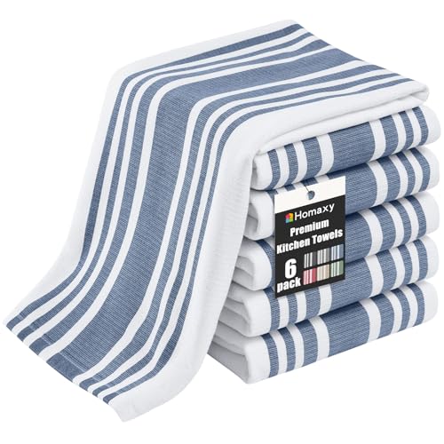 Premium Cotton Stripe Kitchen Towels 6 Pack (6 Count)