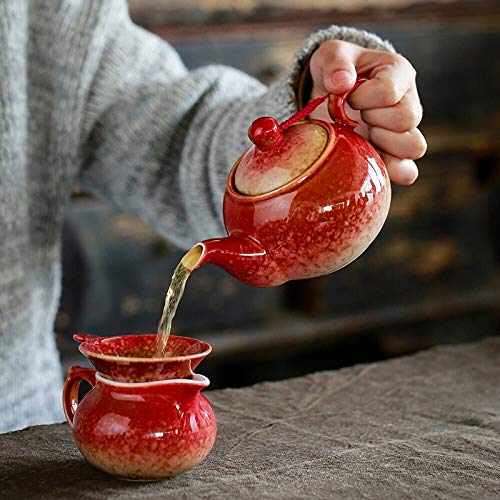 Tea Set Kiln Red and Brown Glaze Ceramic Teapot Gift Box Kung Fu