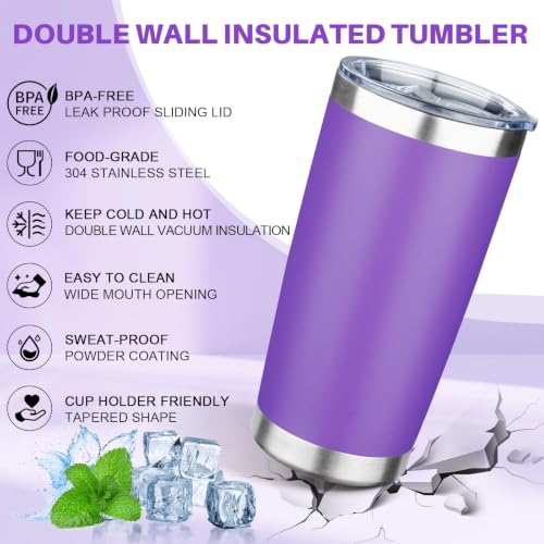 20oz Tumbler with Lid Double Wall Vacuum Insulated Travel Coffee Mug Stainless Steel Thermal Cup Powder Coated Sturdy Coffee Tumbler for Hot and Cold Beverage