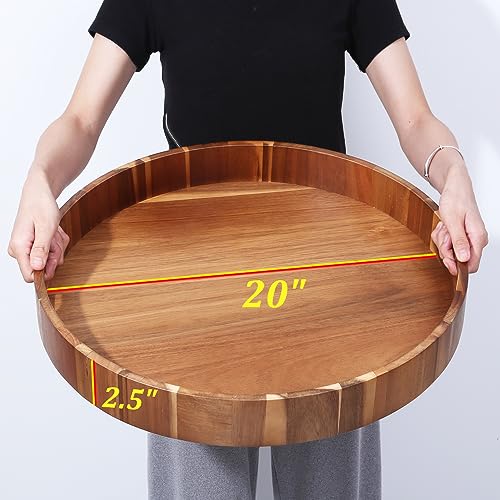 Extra Large 20" Acacia Wood Tray with Handles