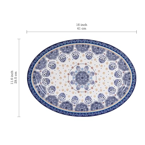 Blue Talavera 16 plus 14 inch Oval Platters Set (2 Count)