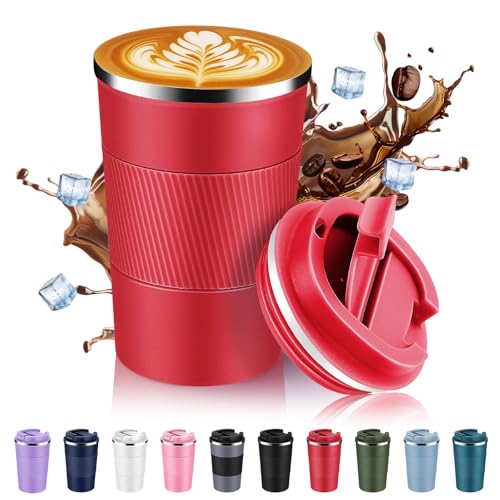 13 oz Stainless Steel Insulated Travel Coffee Mug with Fip Lid