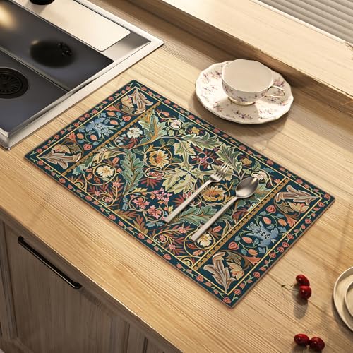 Dish Drying Mat Paisley Absorbent Diatomite Coffee Mat
