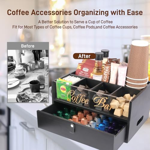 2 Tier Coffee Bar Organizer with Clear Acrylic Top
