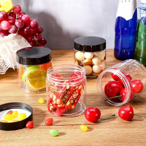 4 Pcs Plastic Jars Wide Mouth with Lids