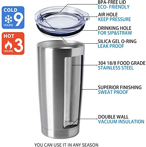 20oz Tumblers Stainless Steel Mugs with Lid Double Wall Vacuum Insulated Coffee Cups for Cold & Hot Drinks (12 Count)