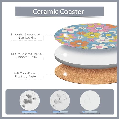 6 Pcs Coasters for Drinks with Holder