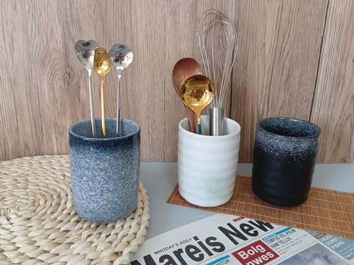 Stoneware Coffee Bar Utensil Holder Tea & Coffee Spoon & Stirrer Holder for Stir Stick Straw Teaspoon Holder Espresso Spoon Cup Small Utensil Jar