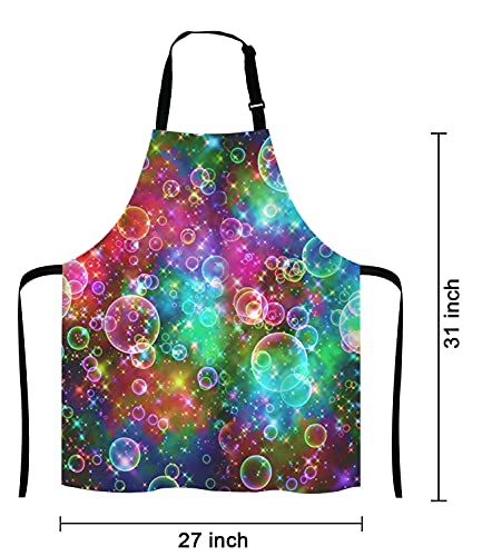Beautiful Rainbow Bubbles Bib Apron with Adjustable Neck for Men Women