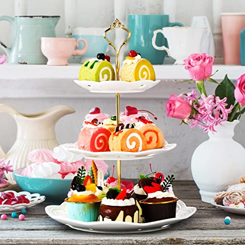 2 Pcs 3 Tier Porcelain Cupcake Stand (2 Count)