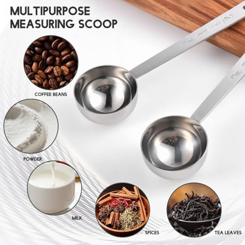 5 Pcs Coffee Scoop 2 Tablespoon Scoop Stainless Steel Tablespoon Measuring Spoon Long Handle for Powder Ground Coffee Tea Sugar (5 Count)
