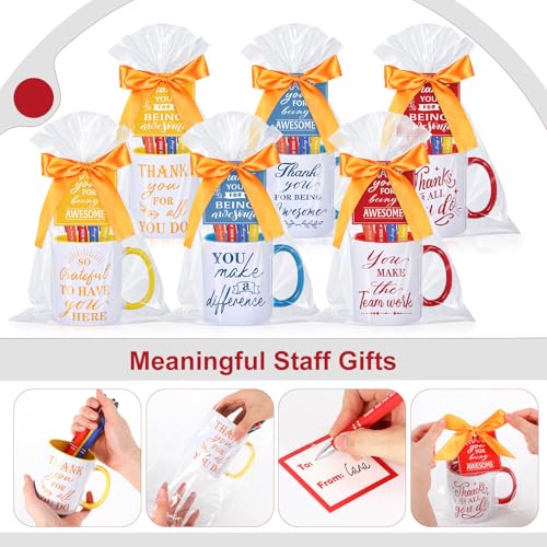 6 Set Employee Appreciation Gifts Include Thank You Staff Mug Gift Set 12 oz Appreciation Mugs Inspirational Pens Tags for Employee Staff Team Group (6 Count)