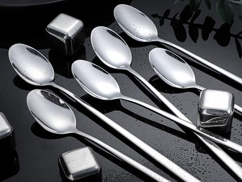 Ice Tea Spoon Set of 6 Stainless Steel Coffee Stirrers Spoons Cocktail Stir Sticks Spoons with Long Handle for Bar Coffee Cocktail (6 Count)