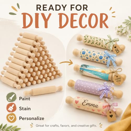 50Pcs Mini Rolling Pin (50 Count)