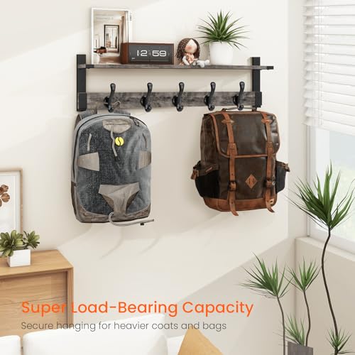 Coat Rack Wall Mount with Shelf