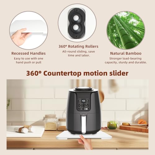 360°Rolling Tray Bamboo Kitchen Appliance Slider for Coffee Maker Pot