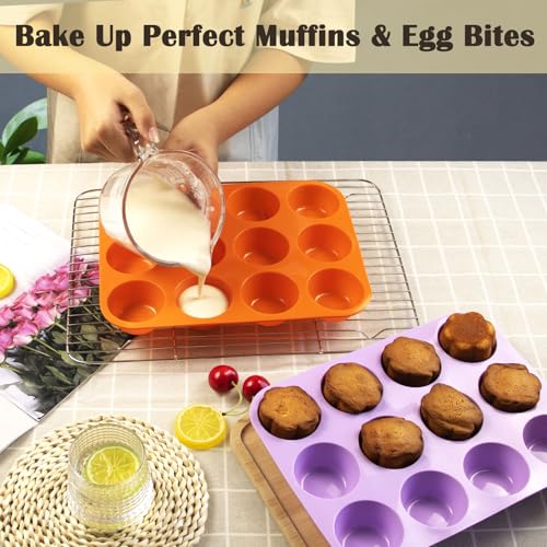 12 Cups Silicone Mini Muffin Pan Set (2 Count)