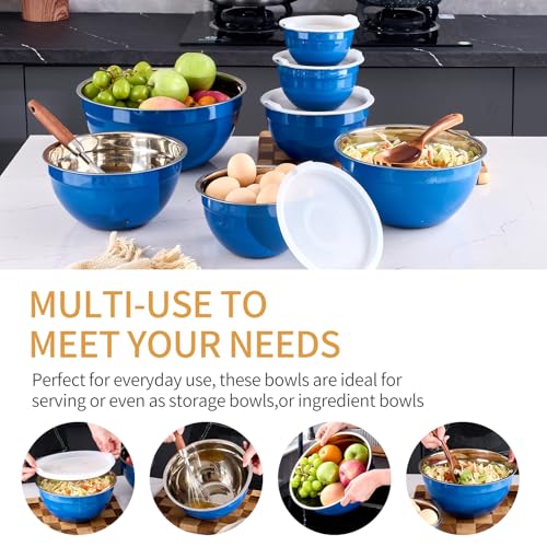 Blue Mixing Bowls With Airtight Lids