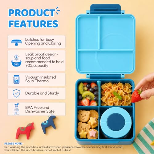 Bento Lunch Box for Kids with 8oz Soup Thermo&Lunch Bag